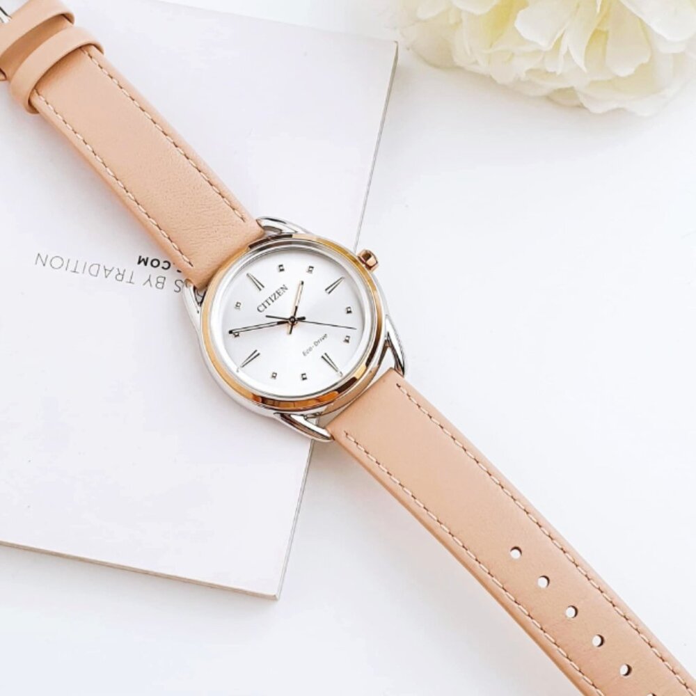 Citizen Women's Dress Classic Eco-Drive Beige Leather Watch 36mm - Picture 4 of 6